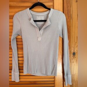 Aerie Women's Ribbed Long Sleeve Top - Gray
